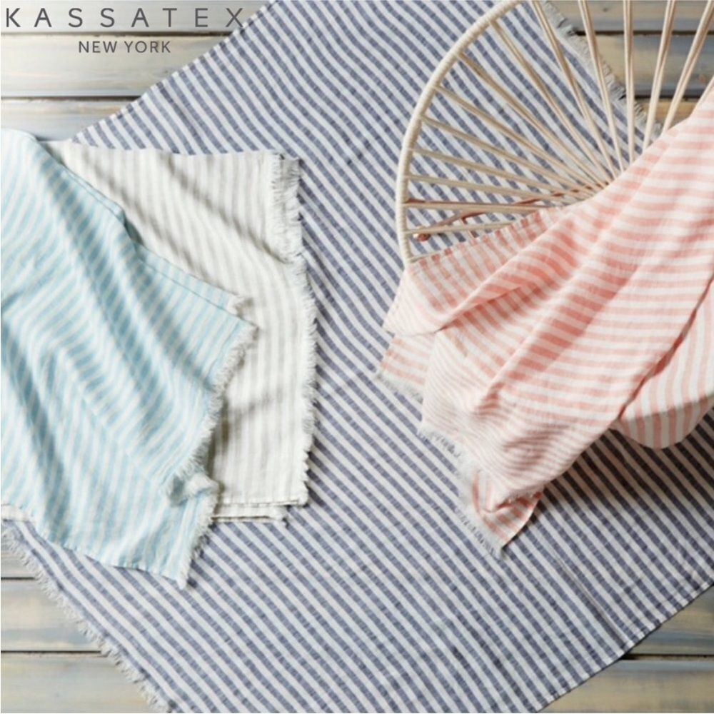 Kassatex Womenβs Striped HolboxβLinen Beach Blanket Swim Lightweight